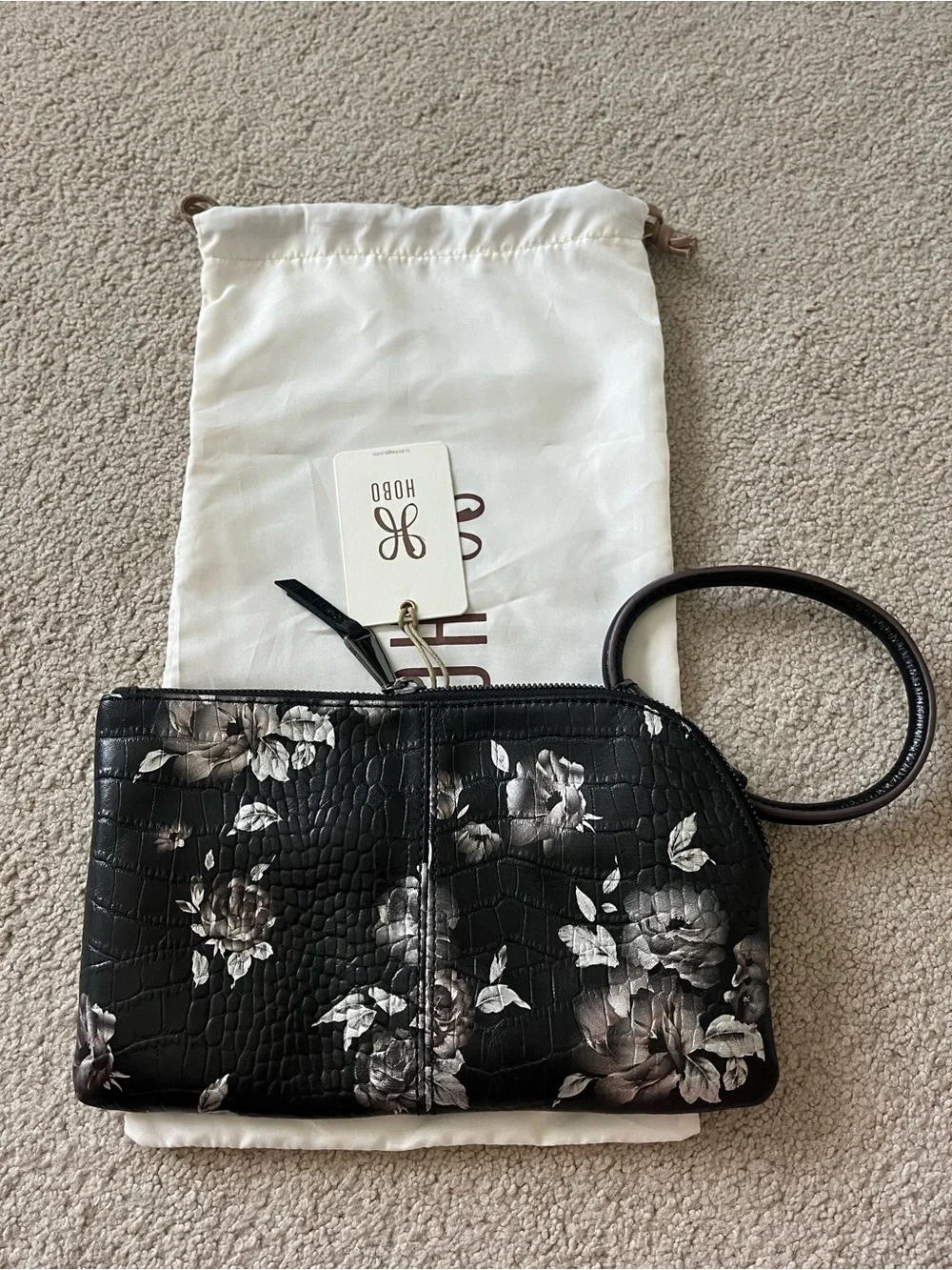 HOBO Sable Wristlet Rose Croco Print NWT